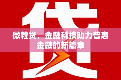 和林格尔微粒贷，金融科技助力普惠金融的新篇章