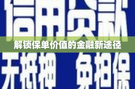 和林格尔解锁保单价值的金融新途径